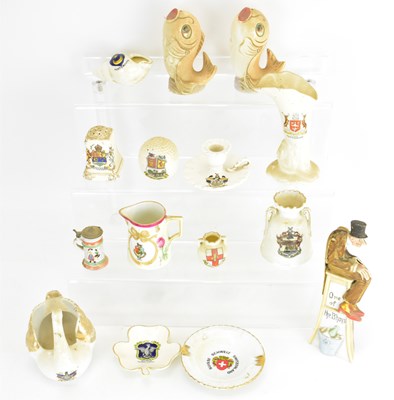 Lot 224 - Fifteen items of mixed porcelain crested ware,...