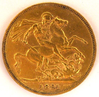 Lot 790 - A Victorian full sovereign 1891, Jubilee Head,...