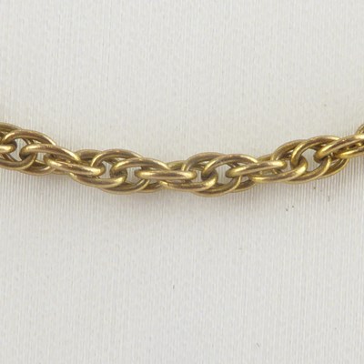 Lot 1138 - A 9ct gold thin belcher link chain with ring...