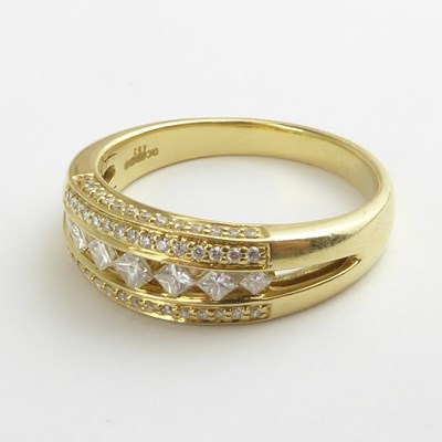 Lot 847 - An 18ct gold diamond half eternity ring...