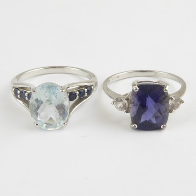 Lot 948 - Two 9ct white gold dress rings, one with pale...