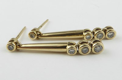 Lot 1177 - A pair of 9ct gold diamond earrings, tiny...