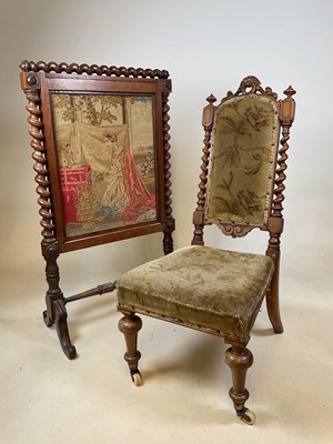 Lot 591 - A Victorian nursing chair with barleytwist...