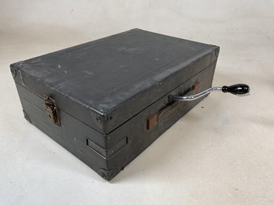 Lot 113 - HMV; a black cased portable record player.