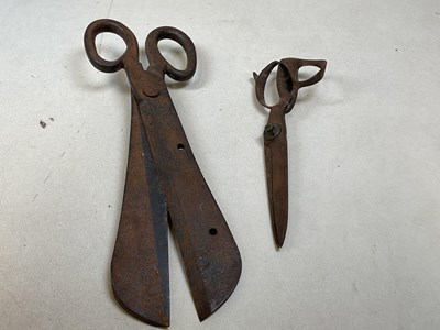 Lot 62 - A huge pair of cast iron shears, length 44cm...