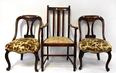 Lot 11 - A pair of Victorian mahogany arched back...