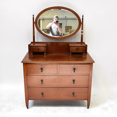 Lot 34 - An Edwardian mahogany oval mirror back...