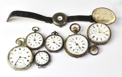 Lot 946 - Two silver open face fob watches, an Edwardian...