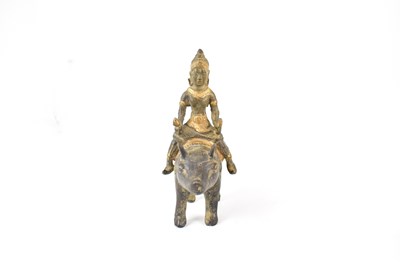 Lot 348 - A 19th century Chinese bronze pig and rider,...