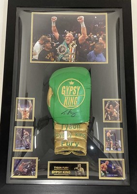 Lot 1955 - TYSON FURY; a signed 'Gypsy King' green and...