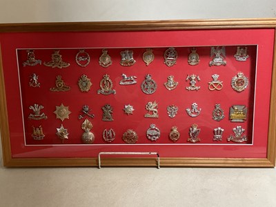 Lot 123 - A framed and glazed display of various cap...