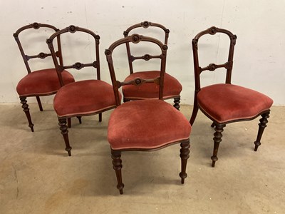 Lot 581 - Five Aesthetic style mahogany framed dining...