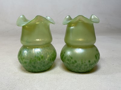 Lot 221 - A pair of Loetz Art Nouveau mottled green...