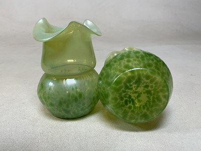 Lot 210 - A Kralik Gloria iridescent green glass vase,...