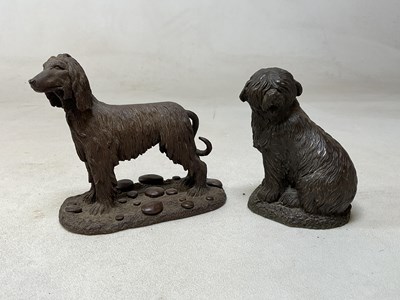 Lot 60 - HEREDITIES; two bronzed resin dogs, largest...