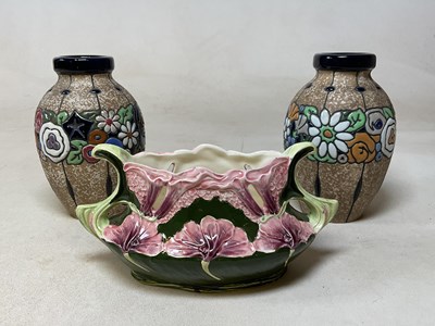 Lot 189 - A pair of Amphora Pottery vases, height 20cm...