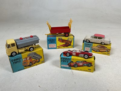 Lot 90 - CORGI; four boxed vehicles, '62 Farm Tipper...