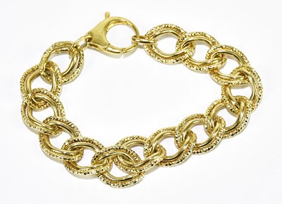 Lot 164 - A gold hoop link bracelet, stamped 14K, weight...