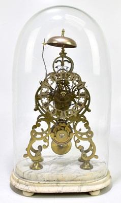 Lot 2271 - A late Victorian brass skeleton clock, the...