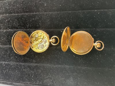 Lot 467 - Two 14ct yellow gold fob watches, each 32mm...