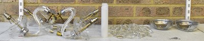 Lot 99 - A pair of cut glass two branch wall lights...