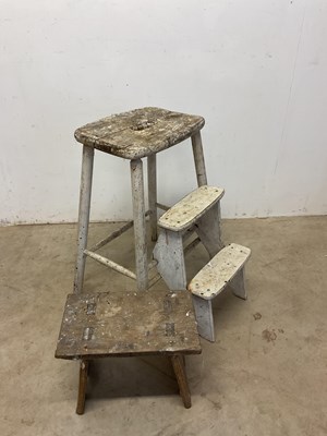 Lot 659 - A set of white painted combination steps/stool,...