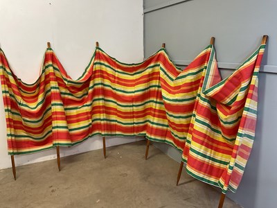 Lot 516 - A vintage windbreak with fabric panel and pine...