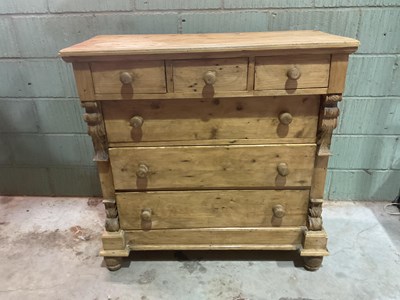 Lot 528 - A 19th century Dutch pine chest of three short...