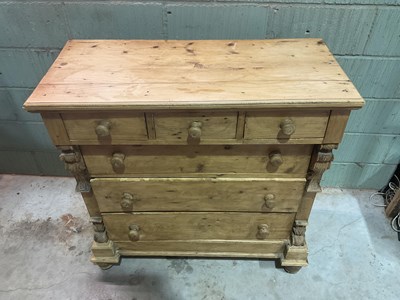 Lot 528 - A 19th century Dutch pine chest of three short...