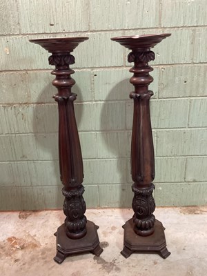 Lot 526 - A pair of late 19th century mahogany torchere...