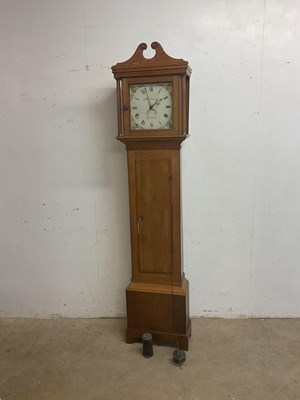 Lot 482 - A 19th century light oak cased thirty hour...