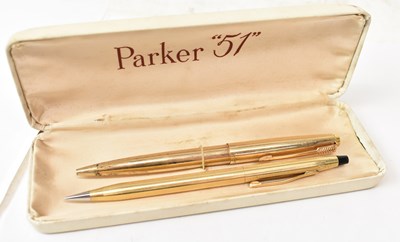 Lot 249 - A gold plated Parker 51 ballpoint pen, boxed,...