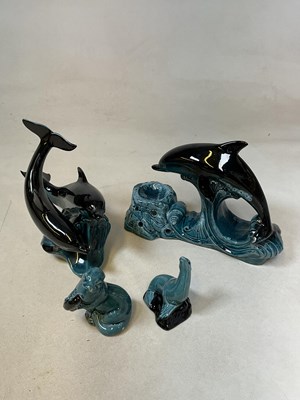 Lot 200 - POOLE POTTERY; a double dolphin figure group...