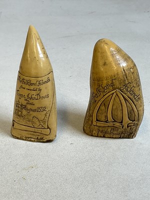 Lot 50 - Two replica Scrimshaw items commemorating the...