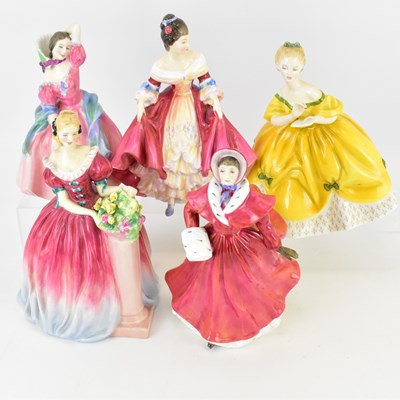 Lot 299 - ROYAL DOULTON; five porcelain figures...