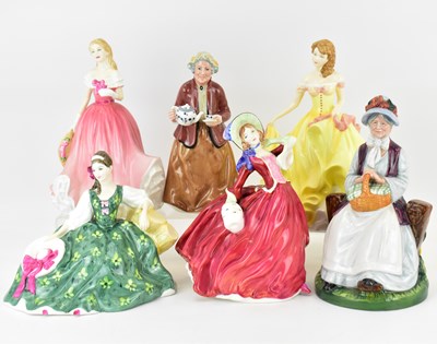 Lot 300 - ROYAL DOULTON; six porcelain figures...