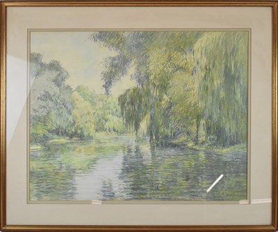 Lot 160 - BOB RICHARDSON (born 1938); pastel, river...