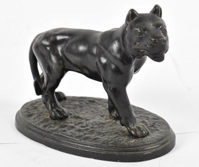 Lot 600 - A small spelter figure of a dog, width 13cm,...