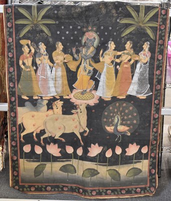 Lot 172 - An Indian wall hanging (Pichwai) painted in...