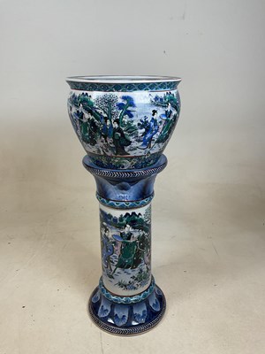 Lot 168 - A Chinese Jardinière, a fish bowl on a stand H;...