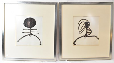 Lot 167 - H GORDON; a pair of drawings, abstract figures...