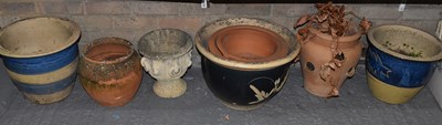 Lot 128 - Eight assorted terracotta and other garden...