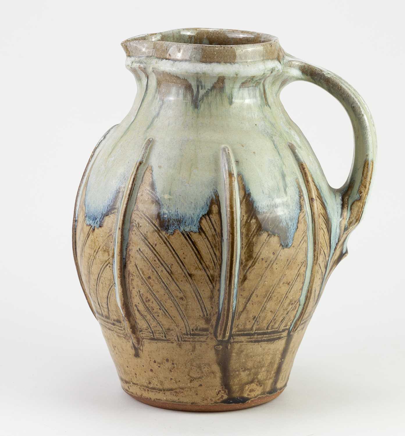 Lot 588 - MIKE DODD (born 1943); a stoneware jug covered...