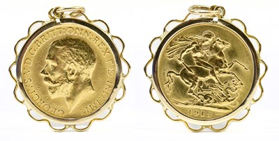 Lot 230 - A George V full sovereign, 1913, in 9ct yellow...