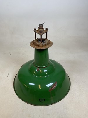 Lot 492 - A Revo green industrial pendant light, height...
