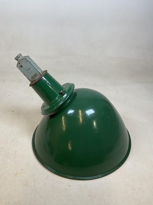 Lot 493 - Green industrial angled pendant light, height...