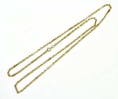 Lot 240 - A 9ct yellow gold fancy fetter and curb chain,...