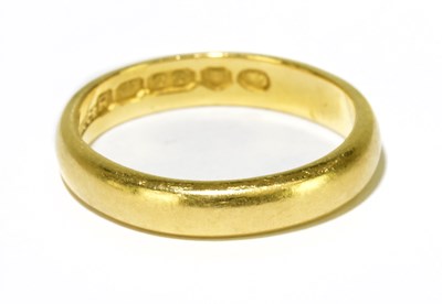 Lot 96 - A 22ct yellow gold wedding band, misshaped...