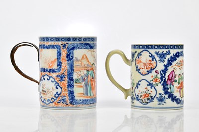 Lot 1118 - Two Chinese Famille Rose porcelain mugs, circa...