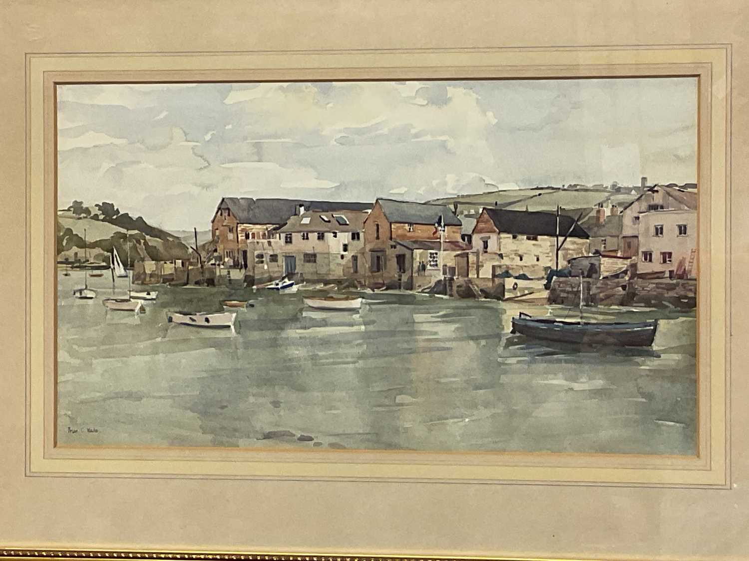 Lot 341 - BRIAN C. WADE; watercolour, harbour scene,...